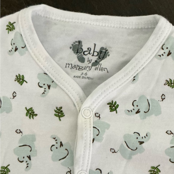 Baby by Margery Ellen White Elephant Print Baby One Piece - Picture 3 of 3
